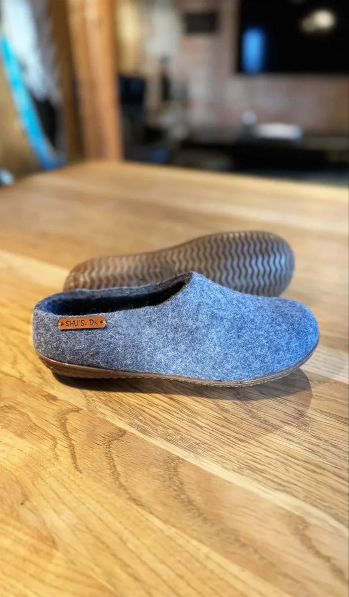 Uldhjemmesko (100% ren uld) - Model Denim m/Gummisål - Dansk Design fra SHUS - Billede 3